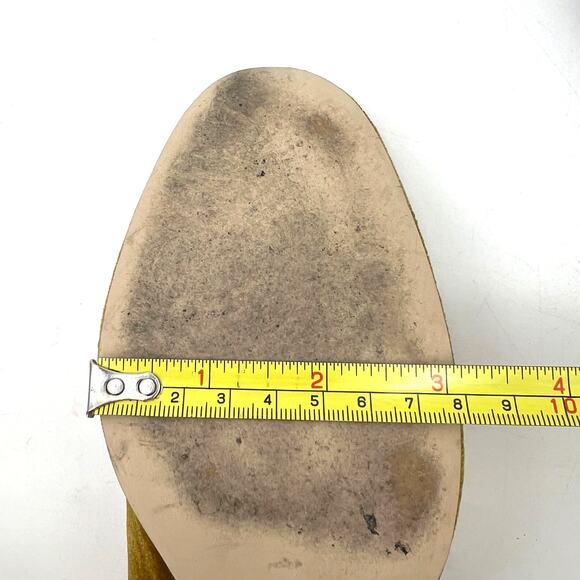 J. Crew Mustard Velvet Heels with Navy Bow - Picture 9 of 10